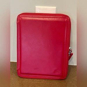 Gorgeous cherry red leather Sena zippered easeled tablet cover.